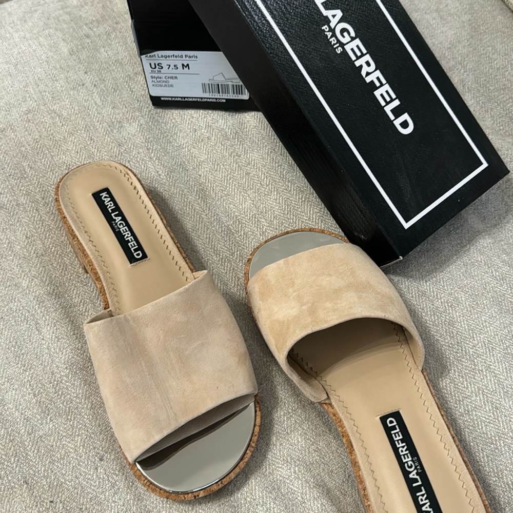 Karl Lagerfeld Paris Cher Suede Sandal 7.5